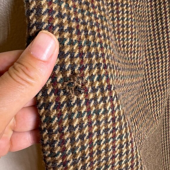 Vintage 70s Alfred Dunner Brown 100% Wool Houndstooth Midi Skirt, Size 12 - Picture 9 of 9